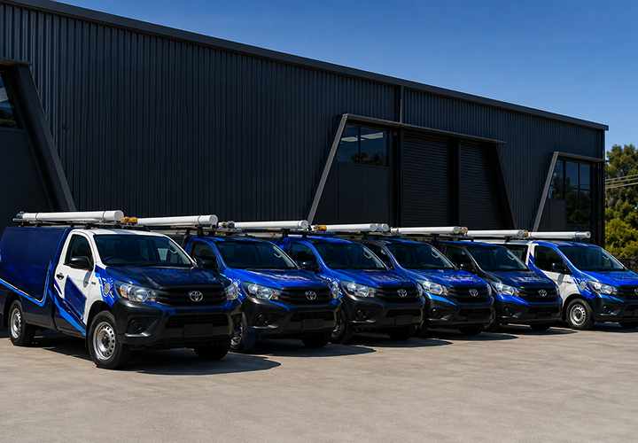 Fleet of Double Bay Blocked Drains plumbing vans