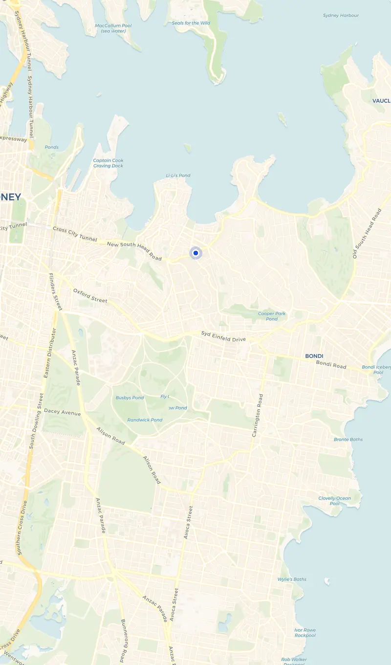 Map of the Double Bay service area and the surrounding suburbs we cover.